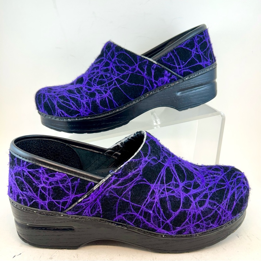 Dansko Purple Swirl Confetti Yarn Scribble Professional Stapled Clogs 38 7.5 8 - Picture 4 of 12